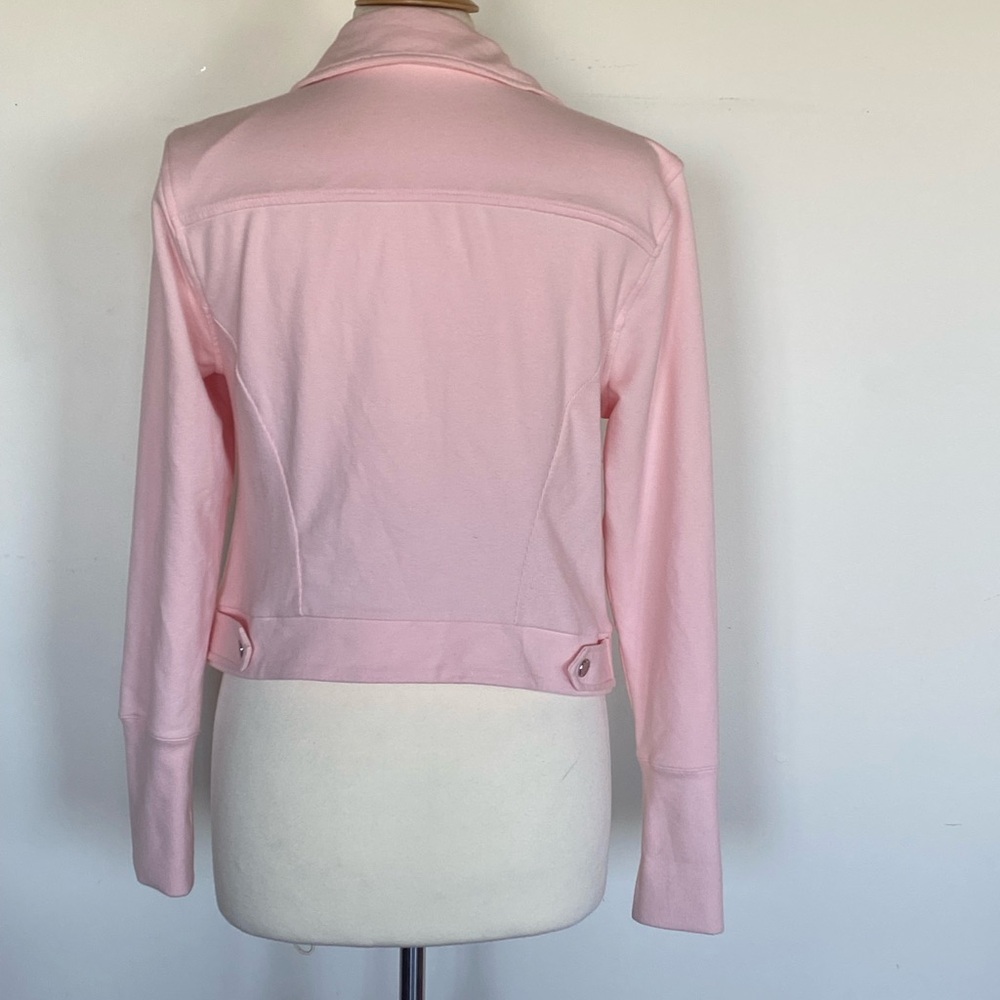 H by Halston Pink Moto Jacket - Lightweight Biker Style 12 - Picture 3 of 7